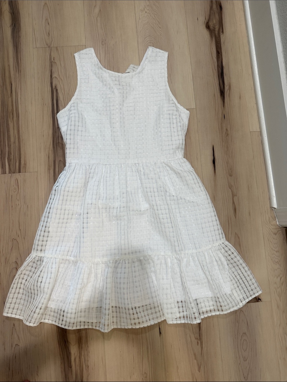 Blu Pepper White Textured Tiered Dress